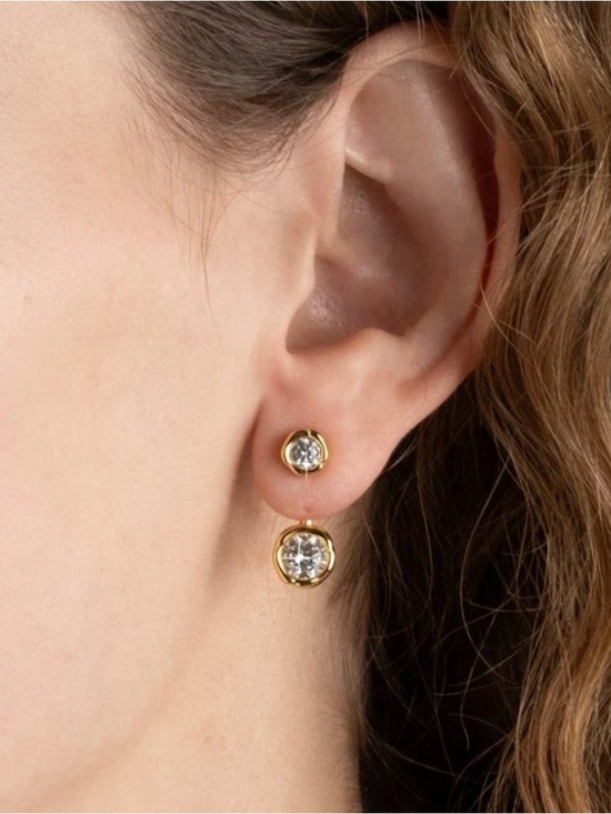 Alexis Bittar Jewelry - Asterales Gold Molten Front Back Earring - Alexis Bittar - new